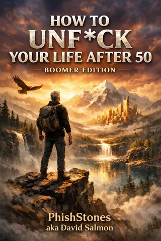 How To Unf*ck Your Life After 50 — book cover, by PhishStones